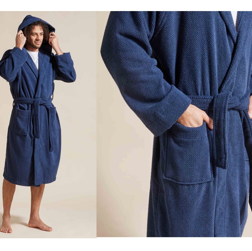 Christy Linens Brixton Unisex Robe in Midnight Blue Size S